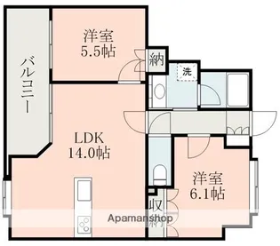 コアマンション辛島公園ゼクシス【15階】の間取り