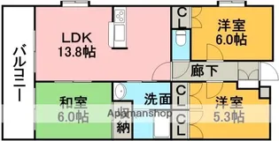 カンフォート【3階】の間取り