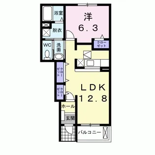 メゾンドデリエール【1階】の間取り