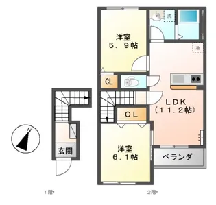 アメニティハウス冨雄【2階】の間取り