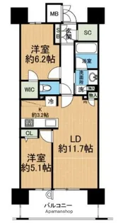 サンメゾン水前寺駅前ゲート【12階】の間取り