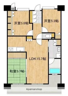 熊本県熊本市中央区九品寺6丁目【マンション】の間取り