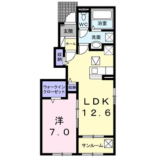 ファザム・ツイン菊池B【1階】の間取り