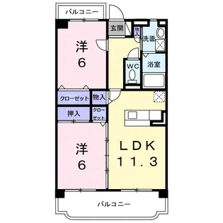 レオ・グランド山ノ神【2階】の間取り