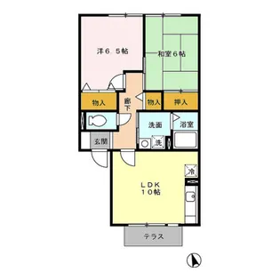 ヴィラ田園II【1階】の間取り