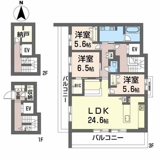 ムライチ・大江プレミアム【3階】の間取り