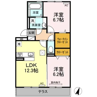 DーROOMII【1階】の間取り