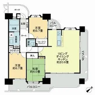 シティライフ西原【0601号室】の間取り