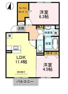グランドソレイユ東野【1階】の間取り