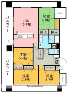 朝日プラザ五福プティックス【13階】の間取り