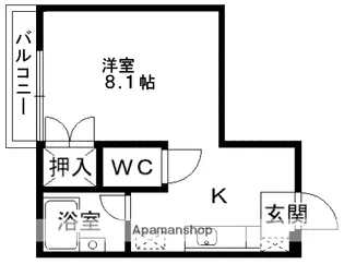 ロフティ黒髪A【1階】の間取り