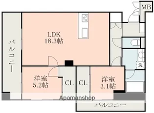 ラ・シック辛島【13階】の間取り