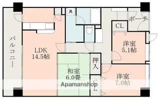 エイルヴィラ上通りサンアベニュー【2階】の間取り
