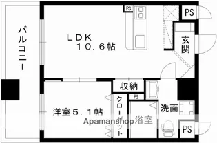 レジディア熊本辛島【4階】の間取り