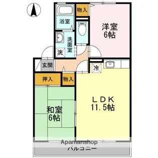 ヴァンベール江越A【2階】の間取り