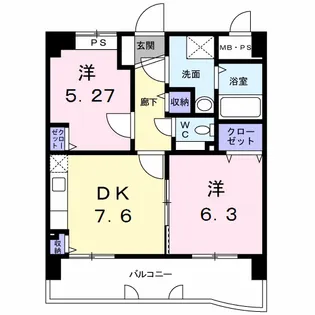 2DKの間取り画像