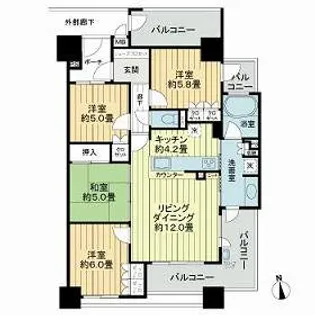 サーパス藤崎宮参道【0403号室】の間取り