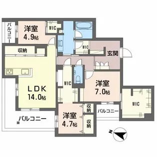 熊本県熊本市中央区大江1丁目【マンション】の間取り