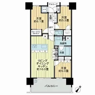 グランドオーク九品寺【9階】の間取り
