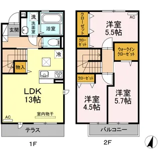 フルールブラン【1階】の間取り