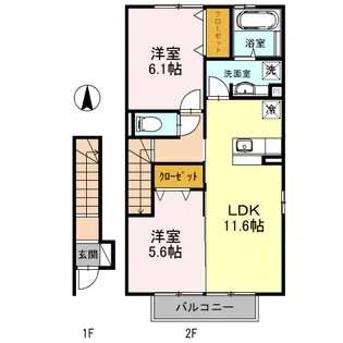 ルグランコート A棟【2階】の間取り