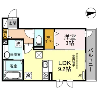 ライスシャワー坪井【1階】の間取り