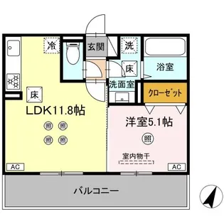 コンフォート武蔵【1階】の間取り