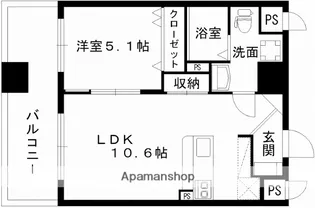 レジディア熊本辛島【4階】の間取り