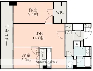 コアマンション辛島公園ゼクシス【2階】の間取り