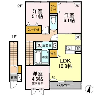 クレール A棟【2階】の間取り