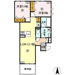 ジーヴォ近見【1階】の間取り
