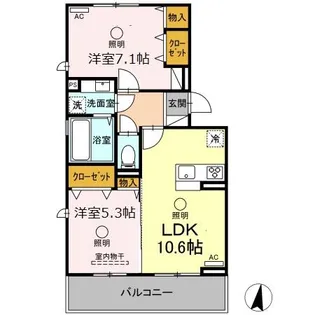 LAVIE BELLE(ラヴィ ベール) B棟【2階】の間取り