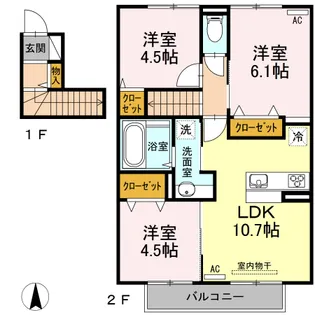 メゾン・フローラ B棟【2階】の間取り
