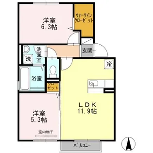 ウイングMH B棟【2階】の間取り