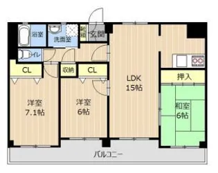 ロマージュ水前寺Ⅱ【3階】の間取り