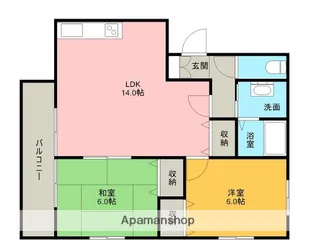 2LDKの間取り画像