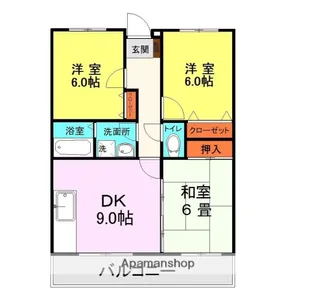 ベルフラワーハイツ城南【1階】の間取り