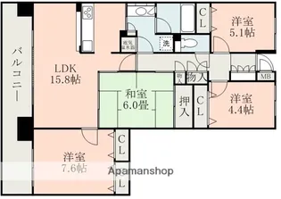 パストラルハイム白藤 弐番館【5階】の間取り