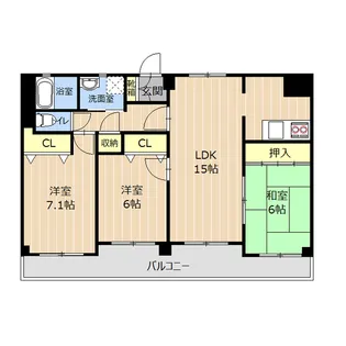 ロマージュ水前寺Ⅱ【7階】の間取り