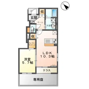 エレガンス益城【1階】の間取り