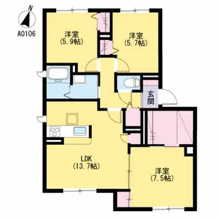 ラ・リュミエール月出【1階】の間取り