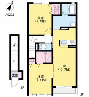 クレストールアベニュー Ⅰ棟【2階】の間取り