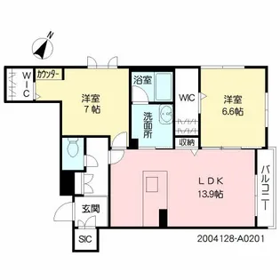 シャーメゾンクレストール御領【2階】の間取り