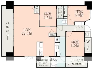 レーベン熊本駅レクシア【15階】の間取り