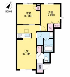 クレストールアベニュー Ⅱ棟【1階】の間取り