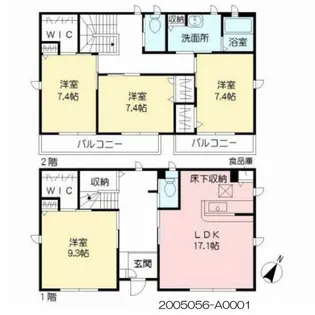 熊本県熊本市東区御領1丁目【一戸建】の間取り