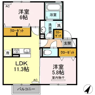 ヴィラージュ月出 B棟【2階】の間取り