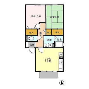 ヴィラ田園II【1階】の間取り