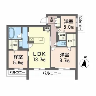 メゾンリーベル【2階】の間取り