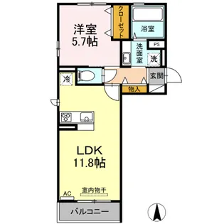 ルヴェデュソレイユ II【2階】の間取り